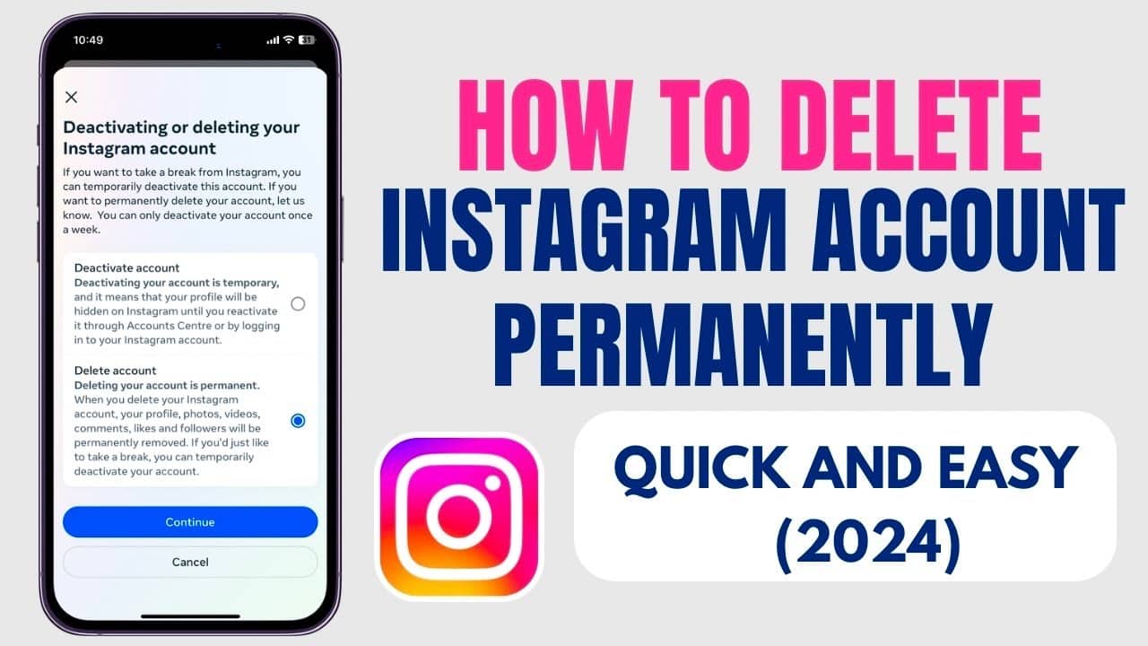 how to delete instagram account